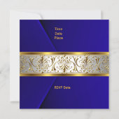 Elegant Blauw faux Fluweel goud Trim 25th Kaart (Achterkant)
