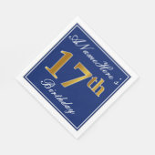Elegant Blauw, Faux Gold 17e Verjaardag; Aangepast Servet (Hoek)