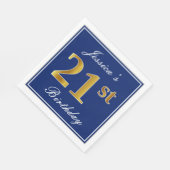 Elegant Blauw, Faux Gold 21st Verjaardag; Aangepas Servet (Hoek)