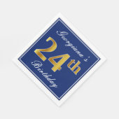 Elegant Blauw, Faux Gold 24ste verjaardag; Aangepa Servet (Hoek)