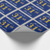 Elegant, blauw, Faux Gold 31st Birthday + naam Cadeaupapier (Hoek)