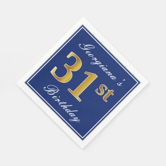 Elegant Blauw, Faux Gold 31st Verjaardag; Aangepas Servet (Hoek)