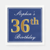 Elegant Blauw, Faux Gold 36e verjaardag; Aangepast Servet (Voorkant)