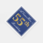 Elegant Blauw, Faux Gold 55e Verjaardag; Aangepast Servetten (Hoek)