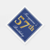 Elegant Blauw, Faux Gold 57e Verjaardag; Aangepast Servet (Hoek)