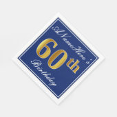 Elegant Blauw, Faux Gold 60ste Verjaardag; Aangepa Servetten (Hoek)