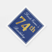 Elegant Blauw, Faux Gold 74ste verjaardag; Aangepa Servet (Hoek)