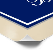 Elegant, blauw, Faux Gold 7th Birthday; aangepaste Poster (Hoek)