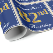 Elegant, blauw, Faux Gold 82e verjaardag + naam Cadeaupapier (Rol Hoek)