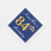 Elegant Blauw, Faux Gold 84ste verjaardag; Aangepa Servetten (Hoek)
