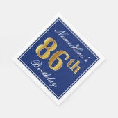 Elegant Blauw, Faux Gold 86th Verjaardag; Aangepas Servetten (Hoek)