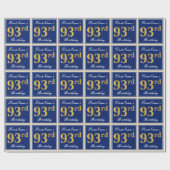 Elegant, blauw, Faux Gold 93rd Birthday + naam Cadeaupapier (Vlak)