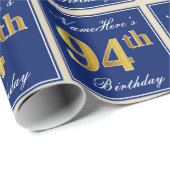 Elegant, blauw, Faux Gold 94th Birthday + naam Cadeaupapier (Rol Hoek)