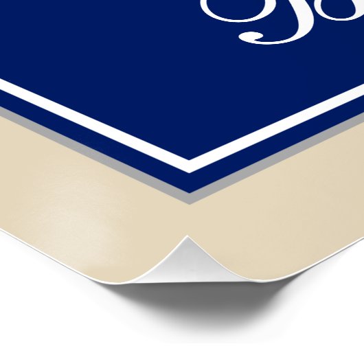 Elegant, blauw, Faux Gold 9th Birthday; aangepaste Poster (Hoek)