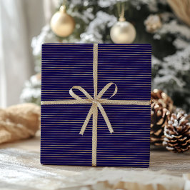 Elegant Blauw & Faux Gold Folie Patroon Kerstmis Cadeaupapier