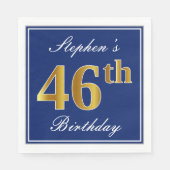Elegant blauw, faux goud 46e verjaardag; aangepast servet (Voorkant)