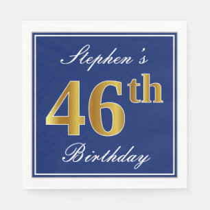 Elegant blauw, faux goud 46e verjaardag; aangepast servet