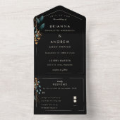 Elegant blauw flesje in één keer all in one uitnodiging (Binnen)