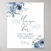 Elegant blauw Floral Mimosa Bar Poster (Voorkant)