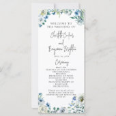 Elegant Blauw Floral Spring Garden bruiloft progra (Voorkant)