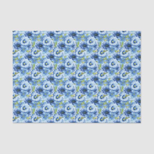 elegant blauw floral tiled patroongebouw tissuepapier (Voorkant)