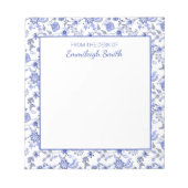 Elegant  blauw Floral White van bureau van Notitieblok (Voorkant)