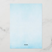 Elegant Blauw  Folie Baby shower Uitnodiging (Achterkant)