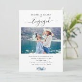 Elegant blauw fotofeest kaart (Staand voorkant)