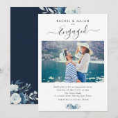 Elegant blauw fotofeest kaart (Voorkant / Achterkant)