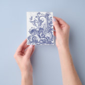 Elegant blauw Frans barok toile Flyer (Hand)