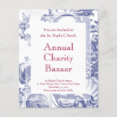 Elegant blauw Frans barok toile Flyer (Achterkant)