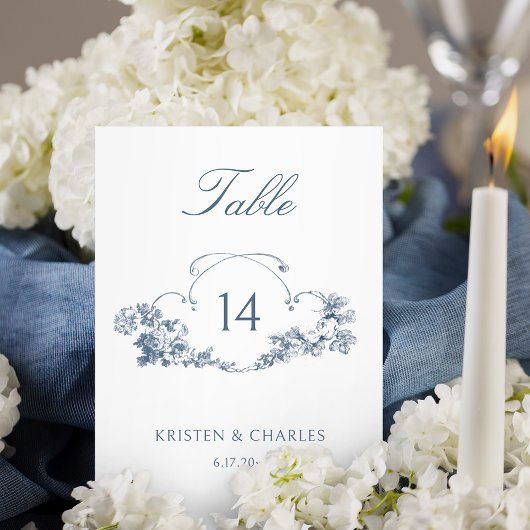 Elegant Blauw Frans Bloemkam Tafelnummer