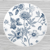 Elegant blauw Frans bloemmotief Keramische Knop