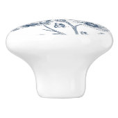 Elegant blauw  Frans bloemmotief Keramische Knop (Zijkant)