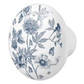 Elegant blauw  Frans bloemmotief Keramische Knop (Rechts)