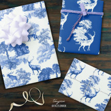 Elegant  blauw Frans land Toile Deer