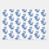 Elegant  blauw Frans land Toile Deer Inpakpapier Vel (Voorkant 3)
