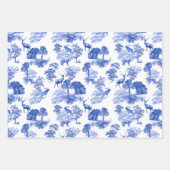Elegant  blauw Frans land Toile Deer Inpakpapier Vel (Voorkant)