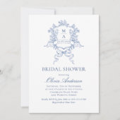 Elegant blauw Frans Rozen Toile Vrijgezellenfeest Kaart (Voorkant)