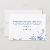 Elegant Blauw Frans Rozen Tuin Bloemen Bruiloft Bedankkaart (Achterkant)