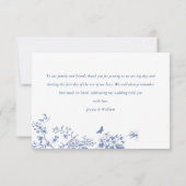 Elegant Blauw Frans Rozen Tuin Bloemen Bruiloft Bedankkaart (Achterkant)