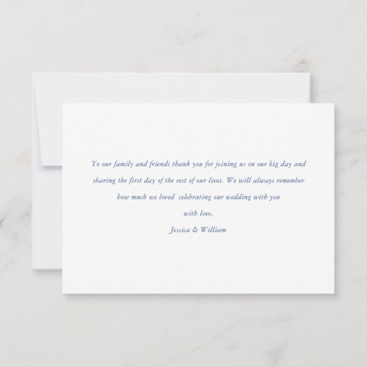 Elegant Blauw Frans Rozen Tuin Bloemen Bruiloft Bedankkaart (Achterkant)