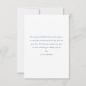 Elegant Blauw Frans Rozen Tuin Bloemen Bruiloft Bedankkaart (Achterkant)