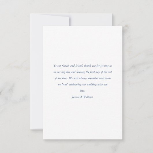 Elegant Blauw Frans Rozen Tuin Bloemen Bruiloft Bedankkaart (Achterkant)