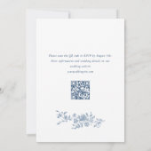 Elegant Blauw Frans Rozen Tuin Bruiloft QR-code Kaart (Achterkant)