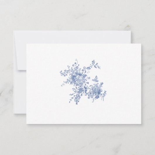Elegant Blauw Frans Rozen Tuin Toile Bruiloft RSVP Kaartje (Achterkant)