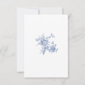 Elegant Blauw Frans Rozen Tuin Toile Bruiloft RSVP Kaartje (Achterkant)