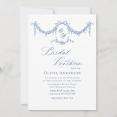 Elegant Blauw Frans Tegeltuin BRIDAL LUNCHEON Kaart (Voorkant)