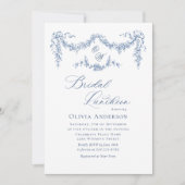 Elegant Blauw Frans Tegeltuin BRIDAL LUNCHEON Kaart (Voorkant)