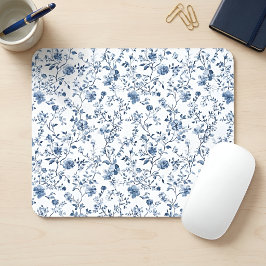 Elegant Blauw Frans Toile Bloemmotief Muismat